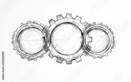 Intricate illustration of interconnected gears symbolizing mechanical innovation and efficiency in engineering design