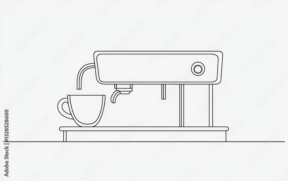 Coffee machine brewing espresso into a white cup on a clean countertop in a modern kitchen setting Coffee machine brewing espresso into a white cup on a clean countertop in a modern kitchen setting