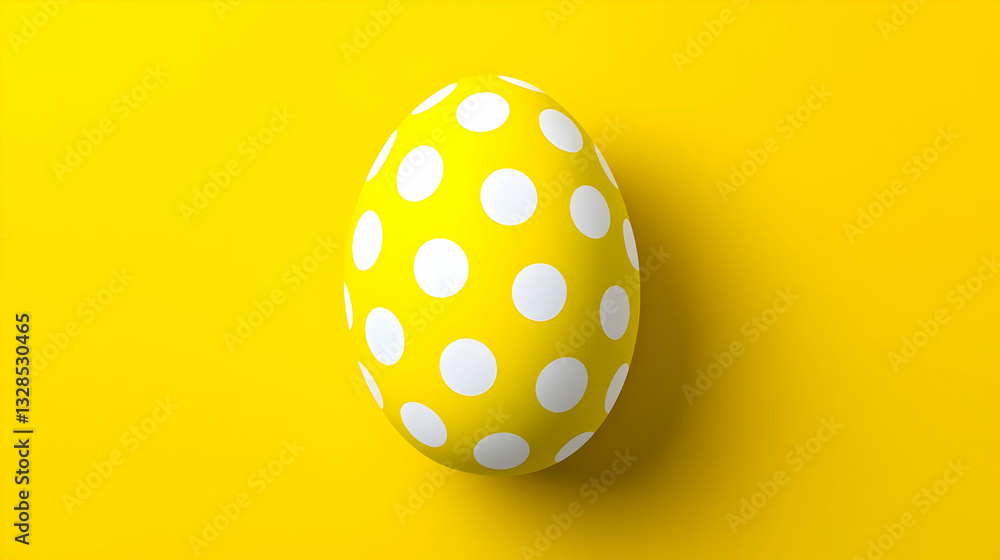 Bright Yellow Egg with White Polka Dots on Colorful Background Bright Yellow Egg with White Polka Dots on Colorful Background
