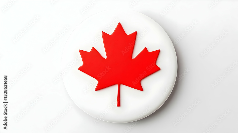 Red Maple Leaf Symbol on White Background for Canada Concept Red Maple Leaf Symbol on White Background for Canada Concept