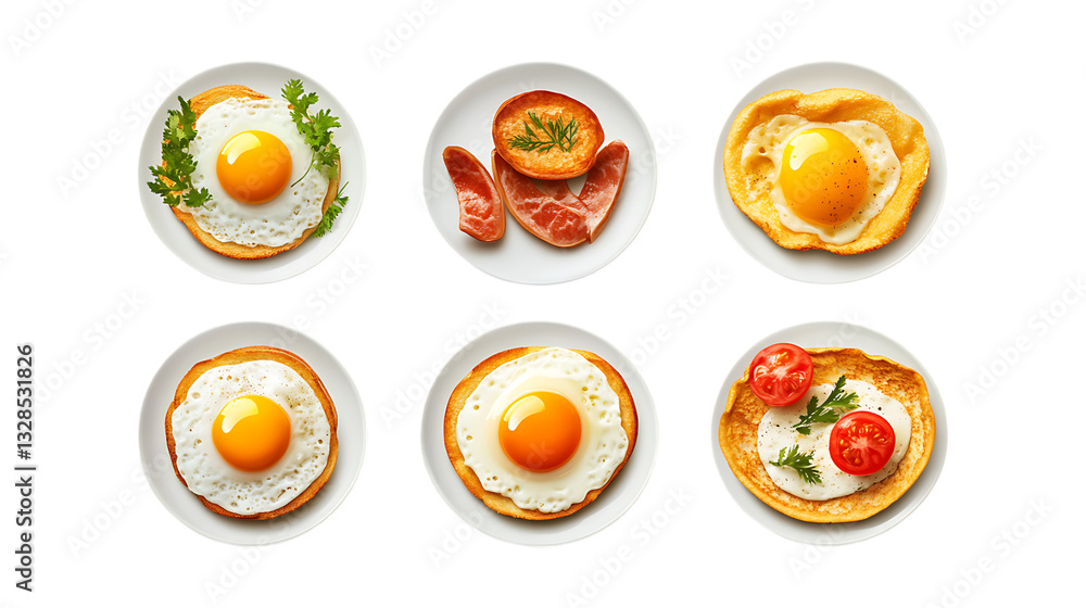 Pack Fried Egg Set in Different Poses Against Transparent Background for Breakfast Menus, Culinary Design, or Food Illustrations Pack Fried Egg Set in Different Poses Against Transparent Background for Breakfast Menus, Culinary Design, or Food Illustrations