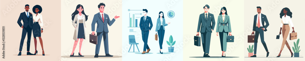 Fototapeta premium Career Couple Vector Set Image