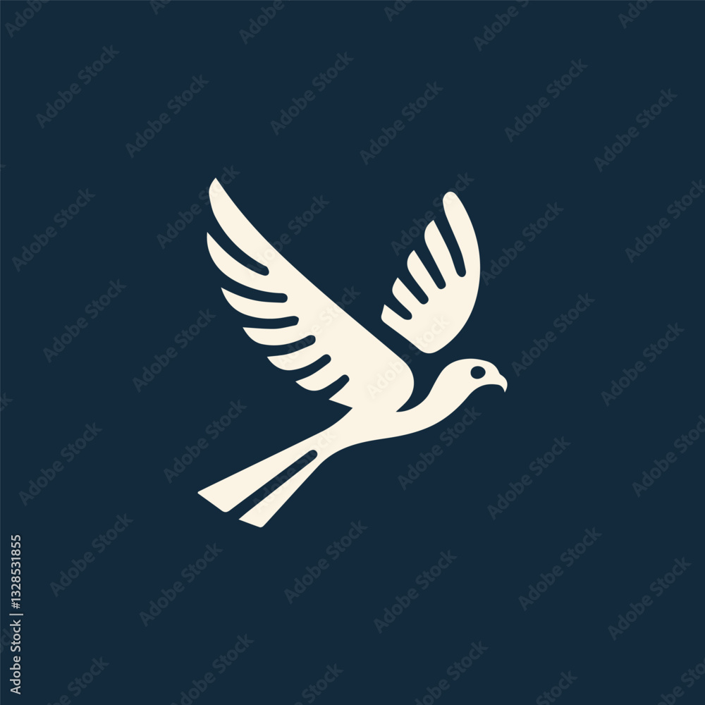 Obraz premium Minimalist flying falcon logo