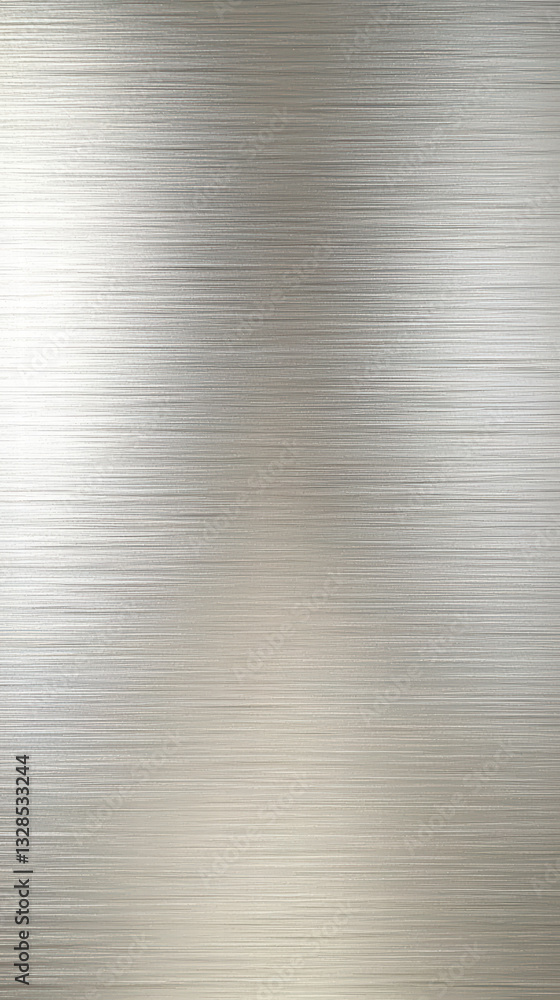 Fototapeta premium Metallic Elegance: A sleek, textured metal surface with a subtle sheen, the horizontal lines subtly catching and reflecting light, creating a modern and refined aesthetic.