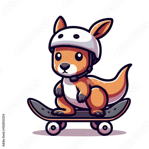 Kangaroo skateboarder wearing helmet on board. Vector illustration perfect for extreme sports and urban youth recreation themes. photo