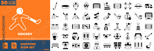 Photography Hockey Duotone Editable Icons set