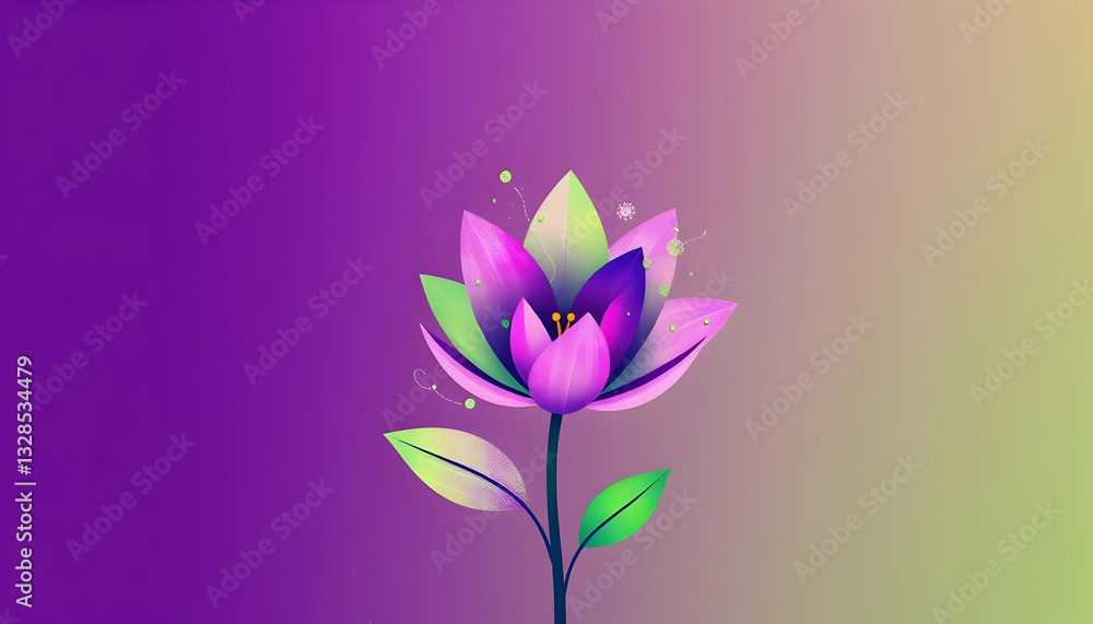 Colorful Digital Flower with Gradient Background and Artistic Elements Colorful Digital Flower with Gradient Background and Artistic Elements