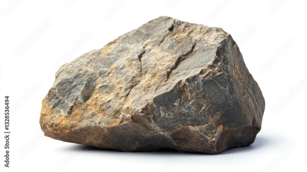 A large, rough, natural rock specimen, isolated on a white background. A large, rough, natural rock specimen, isolated on a white background.
