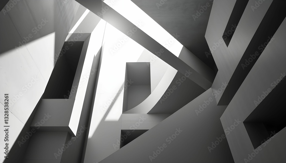 Fototapeta premium Abstract Architectural Design: Exploring Light and Shadow in Modern Geometry