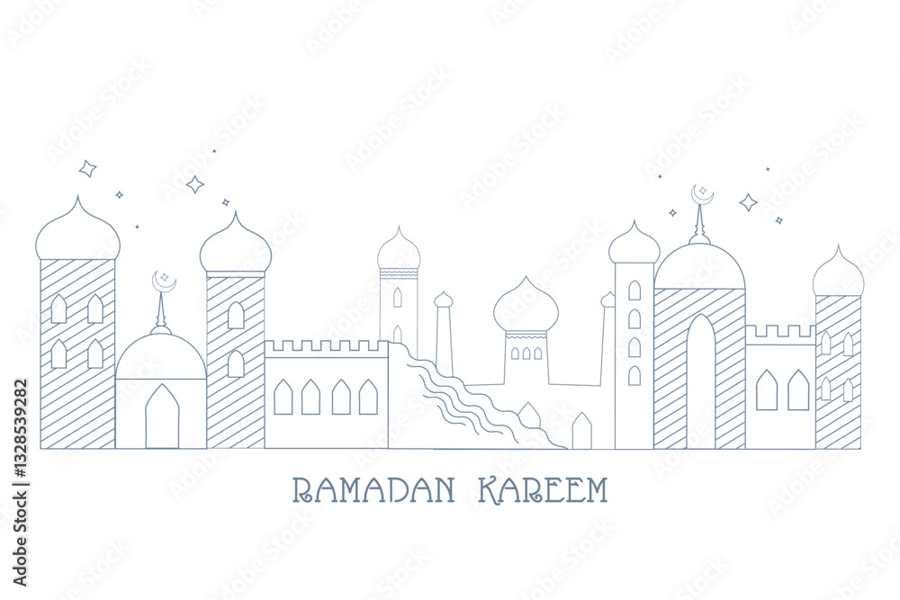 Fototapeta premium Ramadan Kareem Greetings for Ramadan background with Islamic Mosque