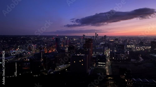 Wallpaper Mural Aerial View of Leeds at Dawn with Cityscape and Warm Sunrise Torontodigital.ca