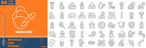 Skincare Line Editable Icons set