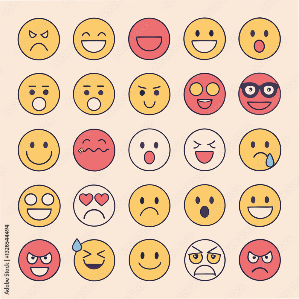 Fototapeta premium Emoticons flat design big collection