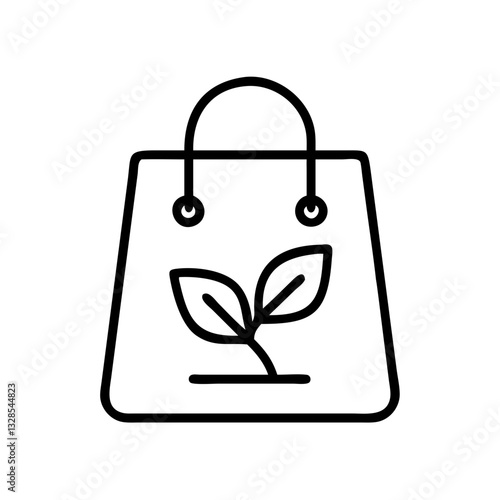 Eco shopping bag icon with reusable concept and minimalist design