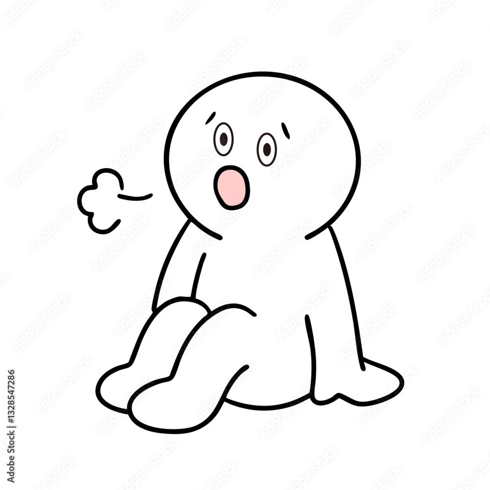 ため息をついて座り込んでしまった棒人間 ため息をついて座り込んでしまった棒人間