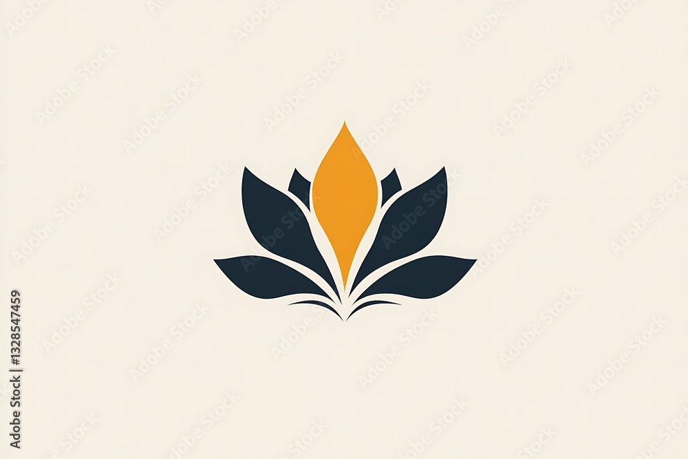 Fototapeta premium Abstract floral design with a leaf illustration in a nature-inspired style.