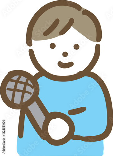 マイクを持った笑顔の男性