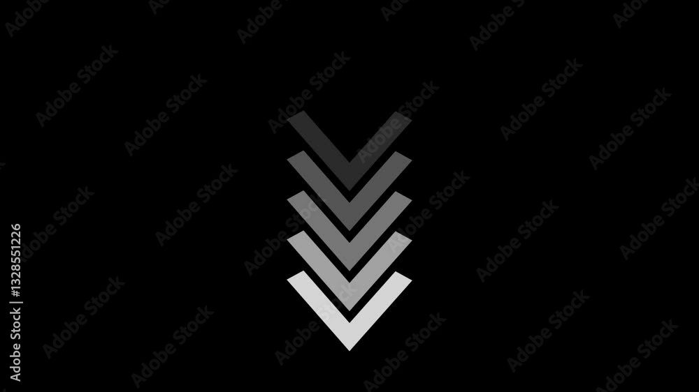 Arrow icon concept animation. Black background. Arrow icon concept animation. Black background.