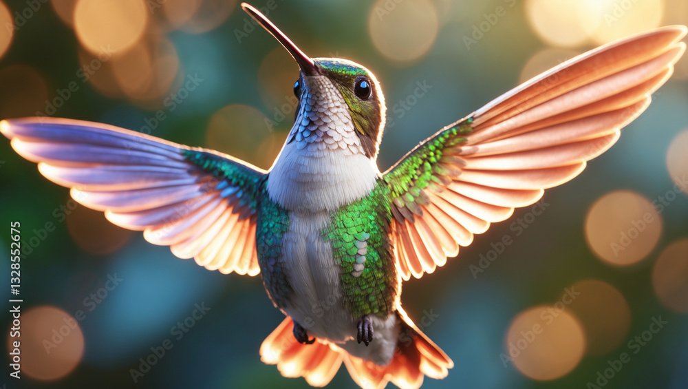 Fototapeta premium Hummingbird in Flight Dynamic Nature Scene