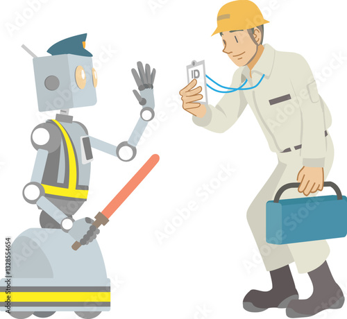工事現場でIDを確認する警備ロボット