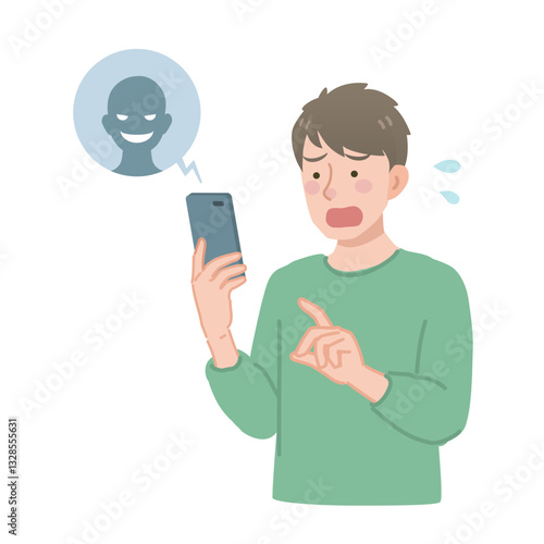 スマホを見て焦る男性