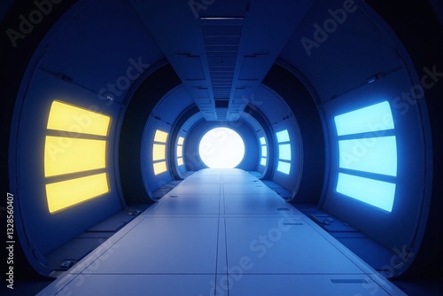 Fototapeta Naklejka Na Ścianę i Meble -  futuristic hallway in a scifi space station