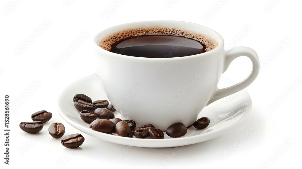 Cup with aromatic coffee isolated on white Cup with aromatic coffee isolated on white