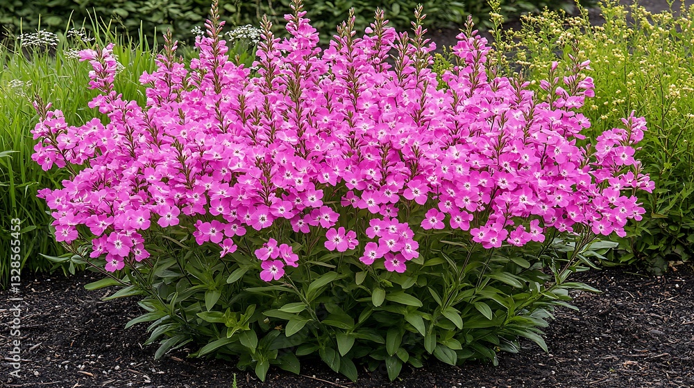 Obraz premium Vibrant Pink Flowers Blooming in a Summer Garden AI Generated