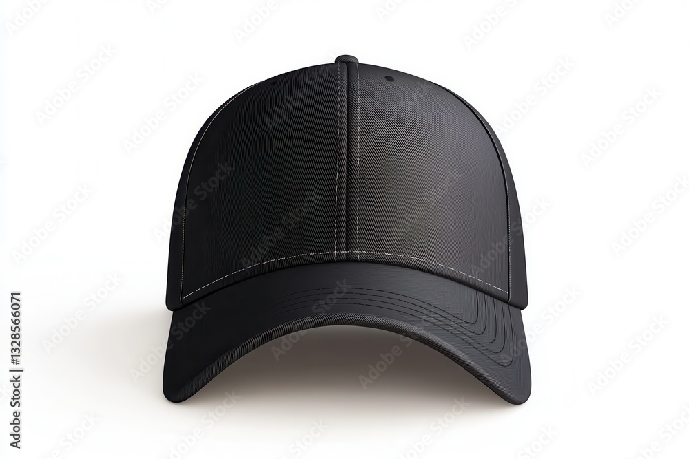 Minimalist black baseball cap with sleek design on a white background. Minimalist black baseball cap with sleek design on a white background.