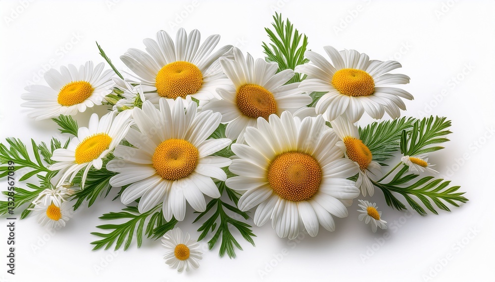 Fototapeta premium chamomile flowers composition isolated on white background as package design element