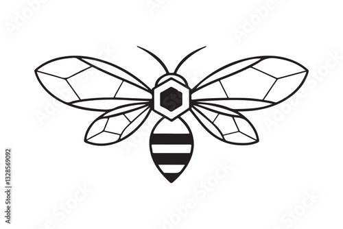 A unique and creative vector bee logo with a futuristic and abstract style, great for organic product packaging, beekeeping companies, and sustainable agriculture branding.