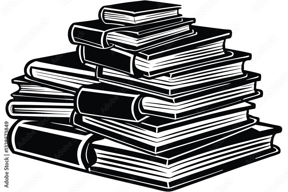 Illustration of a Book Stack Icon for Education, Reading, and Literary Knowledge Illustration of a Book Stack Icon for Education, Reading, and Literary Knowledge