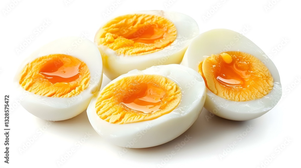 Sliced hard boiled egg on white background Sliced hard boiled egg on white background