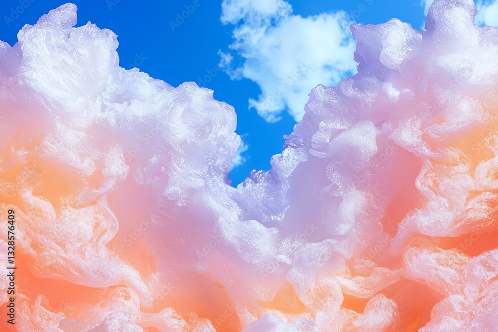 Fototapeta premium Pink Orange Cotton Candy Sky with Blue Patches Creative Abstract