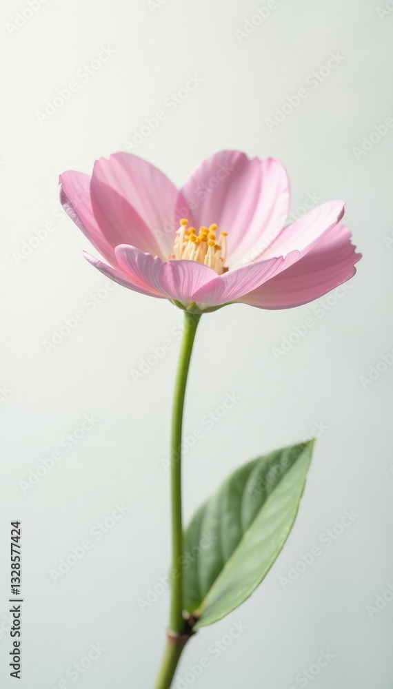 Delicate flower with soft petals on crisp white background, floral, nature Delicate flower with soft petals on crisp white background, floral, nature