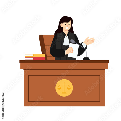 Law & Justice Character 1 Woman Judge in Courtroom