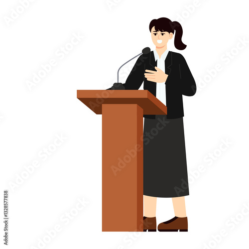 Law & Justice Character 1 Woman Speaker at Podium