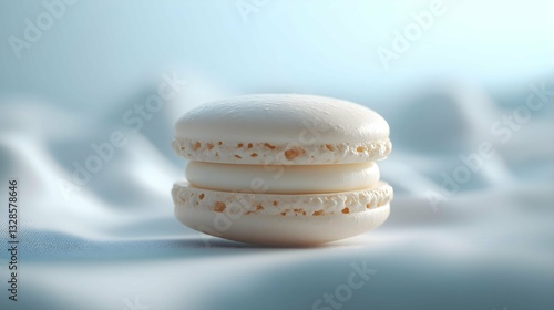 Delicate Delight: A single, pristine macaron, a testament to the art of pastry, sits elegantly, inviting indulgence, exuding an aura of sweetness and simple elegance.