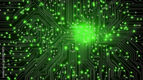 Wallpaper Mural Abstract Green Circuit Board: Technological Background Torontodigital.ca