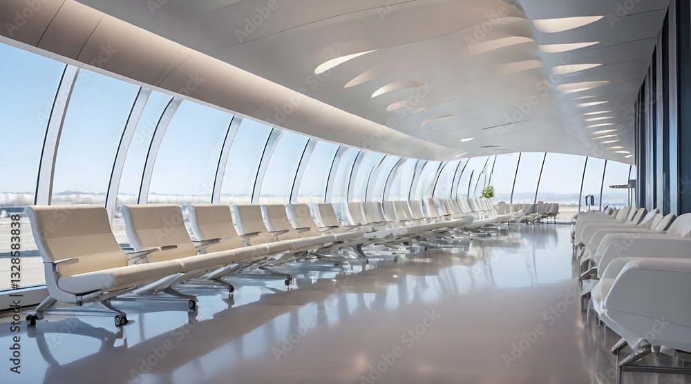 Fototapeta premium Modern Airport Lounge Seat Rows.generative.ai