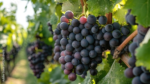 Wallpaper Mural Ripe Red Grapes Hanging in Vineyard. Torontodigital.ca
