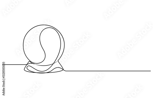 One continuous line drawing of Crystal ball. Mafic glass globe for concept predict fortune teller in simple linear style, Magic Crystal Ball Line Icon Editable Stroke