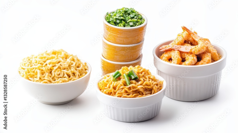 Thai boat noodle challenge featuring a variety of small bowls of distinctive dishes for an exciting culinary experience Thai boat noodle challenge featuring a variety of small bowls of distinctive dishes for an exciting culinary experience