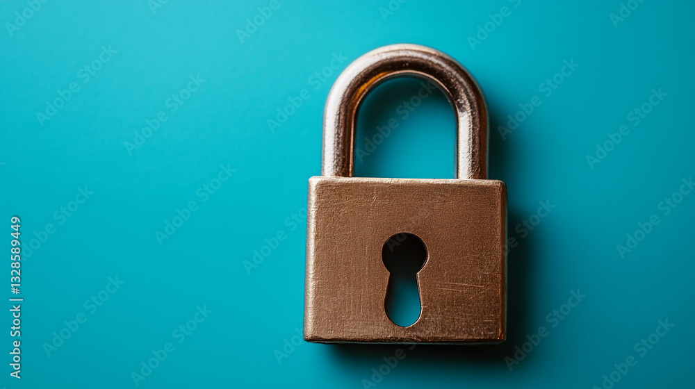Closed Padlock on Teal Background Security and Safety Concept Closed Padlock on Teal Background Security and Safety Concept