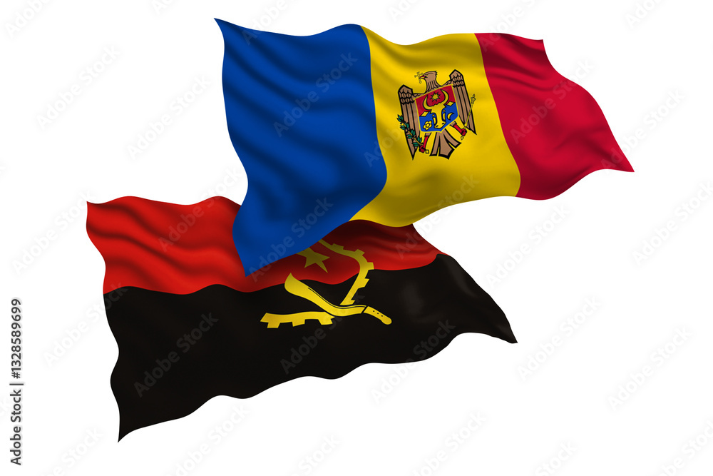 Fototapeta premium Moldova and Angola Friendship Flags Diplomatic Relations of Two countries, Sports competition