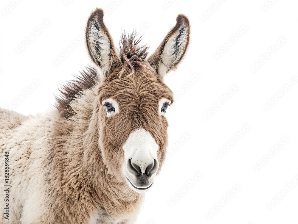 Studio portrait of a charming donkey against a stark white backdrop Studio portrait of a charming donkey against a stark white backdrop