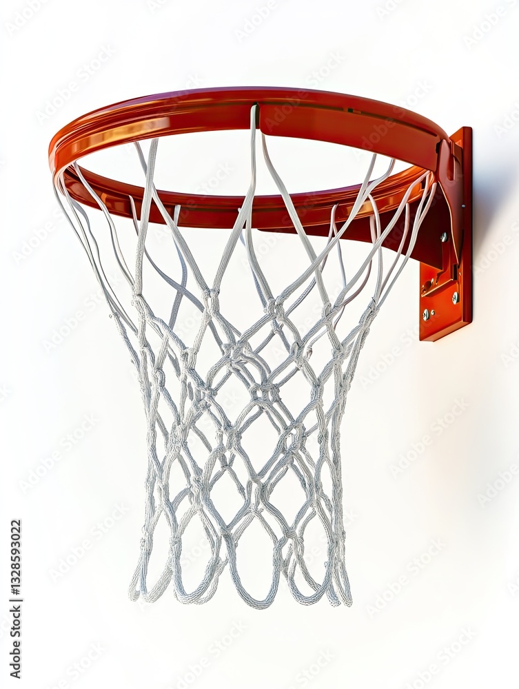 Clean Shot, Close-up of a Basketball Hoop Against a White Backdrop Clean Shot, Close-up of a Basketball Hoop Against a White Backdrop