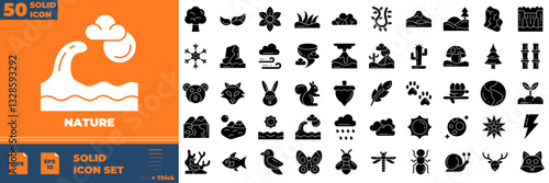 Nature Solid Editable Icons set