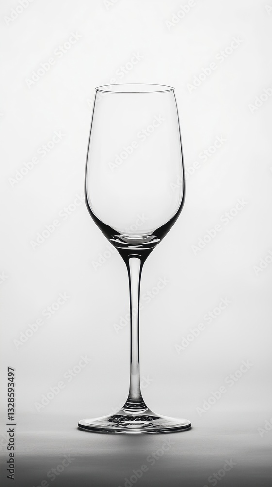 Front view, empty wine glass in studio shot. Fine stemware, elegant glassware. Concept dining, alcohol, drink. Front view, empty wine glass in studio shot. Fine stemware, elegant glassware. Concept dining, alcohol, drink.