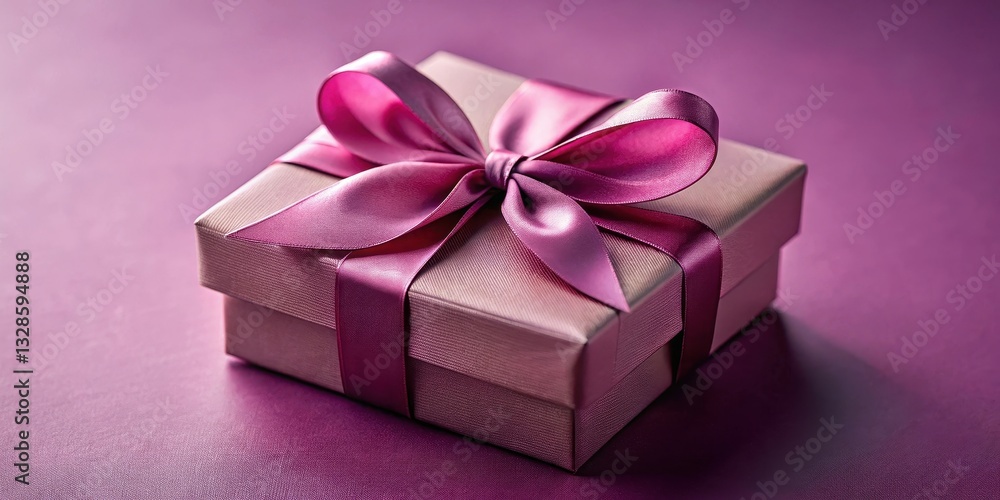 A luxuriously wrapped present, adorned with a vibrant purple ribbon, sits elegantly on a deep purple background, symbolizing a thoughtful gift for a special occasion. A luxuriously wrapped present, adorned with a vibrant purple ribbon, sits elegantly on a deep purple background, symbolizing a thoughtful gift for a special occasion.